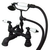 Vintage Two-Handle 2-Hole Deck Mount Clawfoot Tub Faucet with Hand Shower