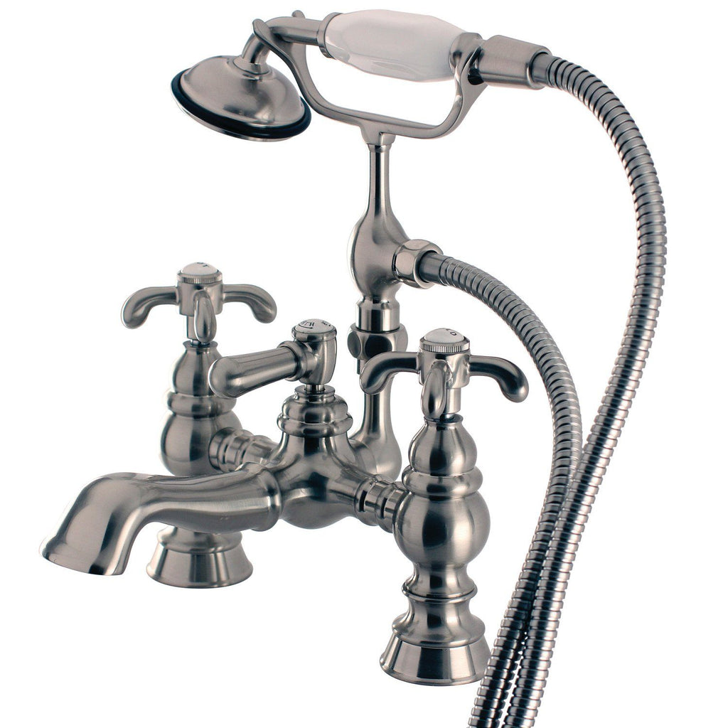 Vintage Two-Handle 2-Hole Deck Mount Clawfoot Tub Faucet with Hand Shower