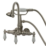 Vintage Three-Handle 2-Hole Tub Wall Mount Clawfoot Tub Faucet with Hand Shower