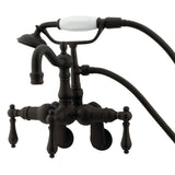 Vintage Three-Handle 2-Hole Tub Wall Mount Clawfoot Tub Faucet with Hand Shower