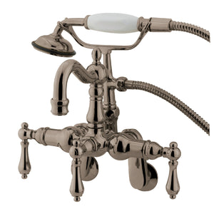 Vintage Three-Handle 2-Hole Tub Wall Mount Clawfoot Tub Faucet with Hand Shower