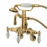 Vintage Three-Handle 2-Hole Tub Wall Mount Clawfoot Tub Faucet with Hand Shower