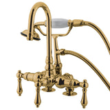 Vintage Three-Handle 2-Hole Deck Mount Clawfoot Tub Faucet with Hand Shower