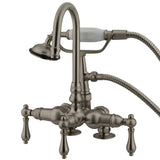 Vintage Three-Handle 2-Hole Deck Mount Clawfoot Tub Faucet with Hand Shower