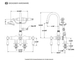 Vintage Three-Handle 2-Hole Deck Mount Clawfoot Tub Faucet with Hand Shower