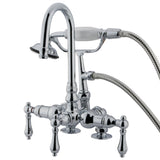 Vintage Three-Handle 2-Hole Deck Mount Clawfoot Tub Faucet with Hand Shower