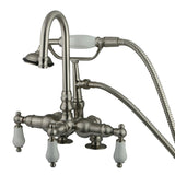 Vintage Three-Handle 2-Hole Deck Mount Clawfoot Tub Faucet with Hand Shower