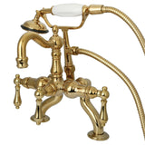 Vintage Three-Handle 2-Hole Deck Mount Clawfoot Tub Faucet with Hand Shower