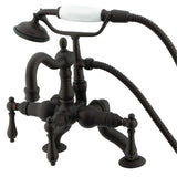 Vintage Three-Handle 2-Hole Deck Mount Clawfoot Tub Faucet with Hand Shower