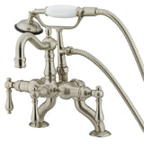 Vintage Three-Handle 2-Hole Deck Mount Clawfoot Tub Faucet with Hand Shower