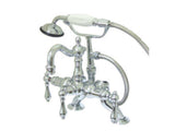 Vintage Three-Handle 2-Hole Deck Mount Clawfoot Tub Faucet with Hand Shower