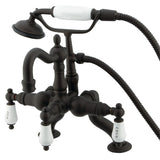 Vintage Three-Handle 2-Hole Deck-Mount Clawfoot Tub Faucet with Hand Shower