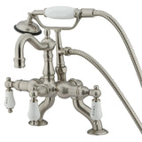 Vintage Three-Handle 2-Hole Deck-Mount Clawfoot Tub Faucet with Hand Shower