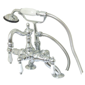 Vintage Three-Handle 2-Hole Deck Mount Clawfoot Tub Faucet with Hand Shower