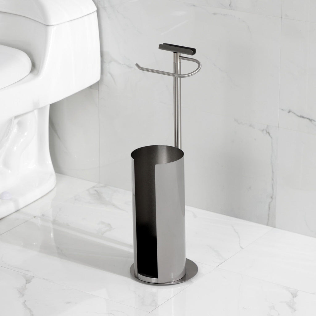 Continental Freestanding Toilet Paper Holder with Roll Storage and Phone Stand