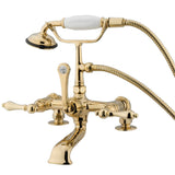 Vintage Three-Handle 2-Hole Deck Mount Clawfoot Tub Faucet with Hand Shower