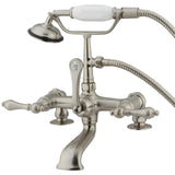 Vintage Three-Handle 2-Hole Deck Mount Clawfoot Tub Faucet with Hand Shower