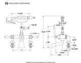 Vintage Three-Handle 2-Hole Deck Mount Clawfoot Tub Faucet with Hand Shower