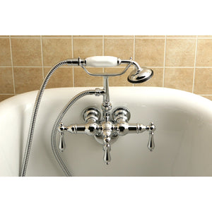 Vintage Three-Handle 2-Hole Tub Wall Mount Clawfoot Tub Faucet with Hand Shower