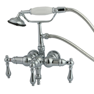 Vintage Three-Handle 2-Hole Tub Wall Mount Clawfoot Tub Faucet with Hand Shower