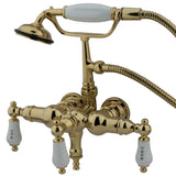 Vintage Three-Handle 2-Hole Tub Wall Mount Clawfoot Tub Faucet with Hand Shower