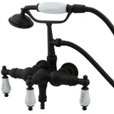 Vintage Three-Handle 2-Hole Tub Wall Mount Clawfoot Tub Faucet with Hand Shower