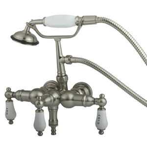 Vintage Three-Handle 2-Hole Tub Wall Mount Clawfoot Tub Faucet with Hand Shower