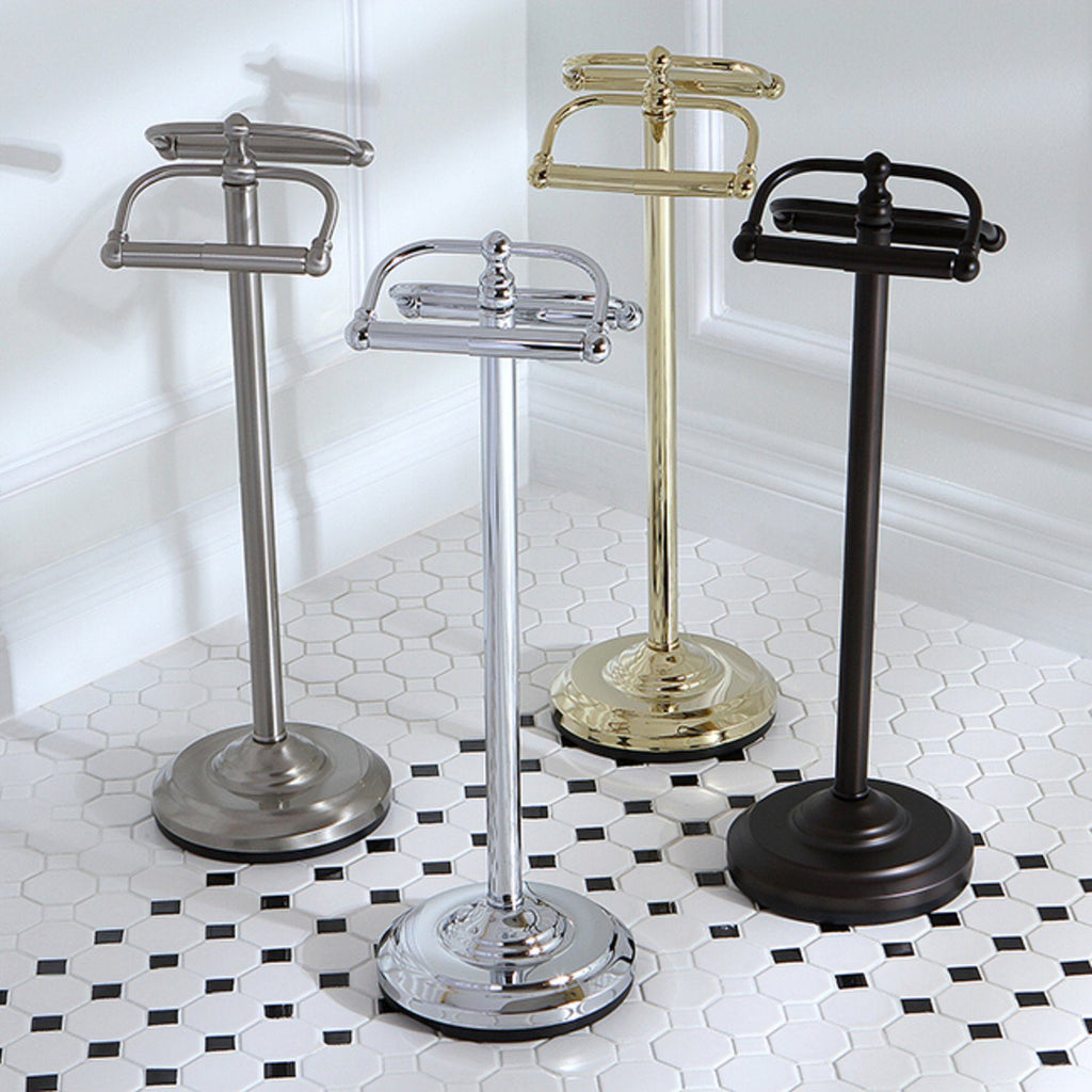 Acrylic and Polished Nickel Free Standing Toilet Paper Holder + Reviews