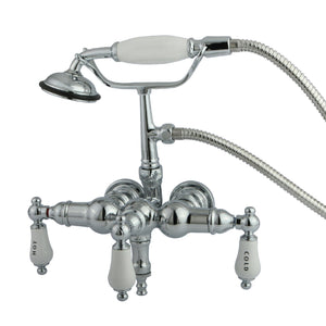 Vintage Three-Handle 2-Hole Tub Wall Mount Clawfoot Tub Faucet with Hand Shower