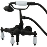 Vintage Three-Handle 2-Hole Tub Wall Mount Clawfoot Tub Faucet with Hand Shower