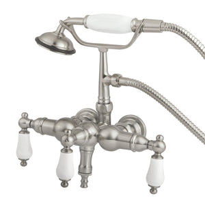 Vintage Three-Handle 2-Hole Tub Wall Mount Clawfoot Tub Faucet with Hand Shower