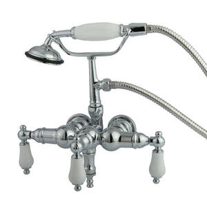 Vintage Three-Handle 2-Hole Tub Wall Mount Clawfoot Tub Faucet with Hand Shower