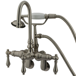 Vintage Three-Handle 2-Hole Tub Wall Mount Clawfoot Tub Faucet with Hand Shower