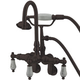 Vintage Three-Handle 2-Hole Tub Wall Mount Clawfoot Tub Faucet with Hand Shower