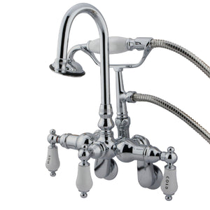 Vintage Three-Handle 2-Hole Tub Wall Mount Clawfoot Tub Faucet with Hand Shower