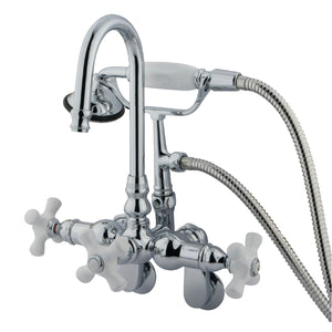 Vintage Three-Handle 2-Hole Tub Wall Mount Clawfoot Tub Faucet with Hand Shower