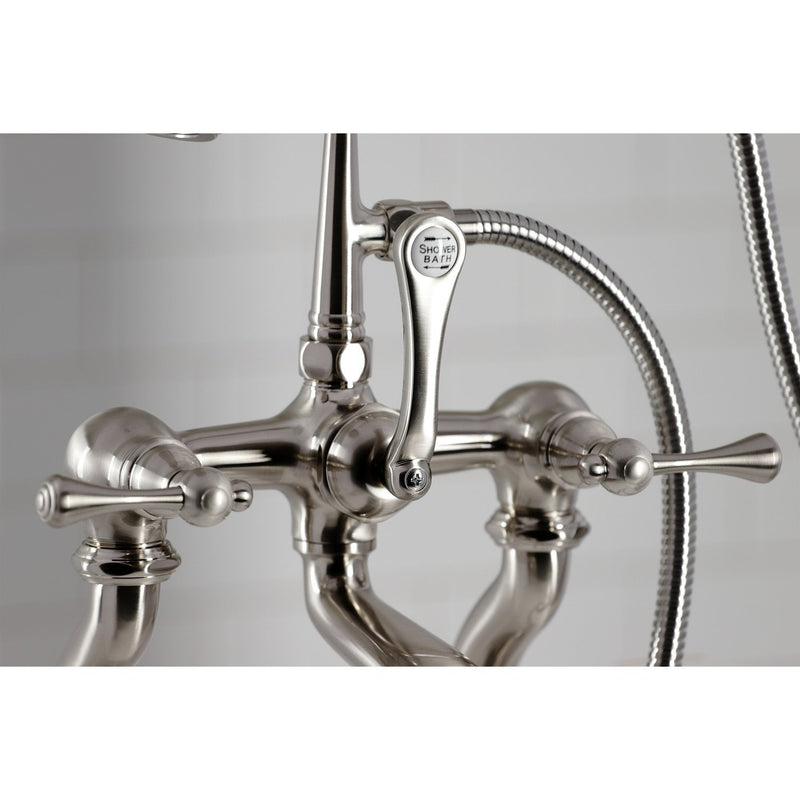 Three-Handle 2-Hole Deck-Mount Clawfoot Tub Faucet with Hand Shower