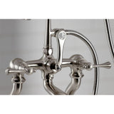 Three-Handle 2-Hole Deck Mount Clawfoot Tub Faucet with Hand Shower