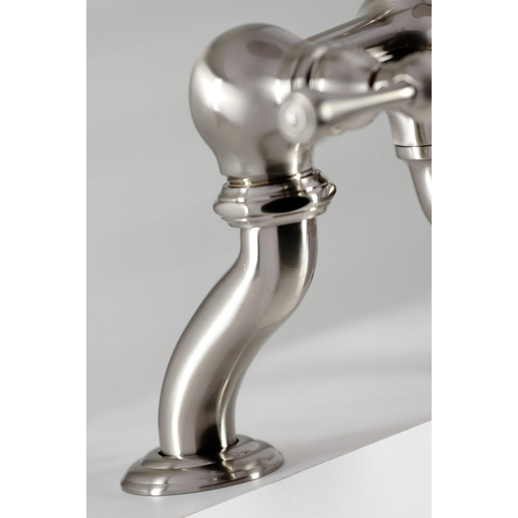 Three-Handle 2-Hole Deck Mount Clawfoot Tub Faucet with Hand Shower
