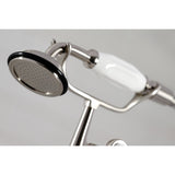 Three-Handle 2-Hole Deck-Mount Clawfoot Tub Faucet with Hand Shower