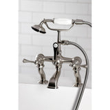 Three-Handle 2-Hole Deck-Mount Clawfoot Tub Faucet with Hand Shower