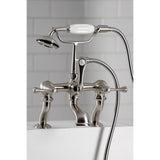 Three-Handle 2-Hole Deck-Mount Clawfoot Tub Faucet with Hand Shower