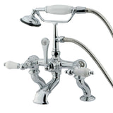 Vintage Three-Handle 2-Hole Deck Mount Clawfoot Tub Faucet with Hand Shower