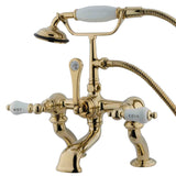 Vintage Three-Handle 2-Hole Deck Mount Clawfoot Tub Faucet with Hand Shower