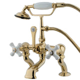 Vintage Three-Handle 2-Hole Deck Mount Clawfoot Tub Faucet with Hand Shower