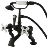 Vintage Three-Handle 2-Hole Deck Mount Clawfoot Tub Faucet with Hand Shower