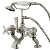 Vintage Three-Handle 2-Hole Deck Mount Clawfoot Tub Faucet with Hand Shower