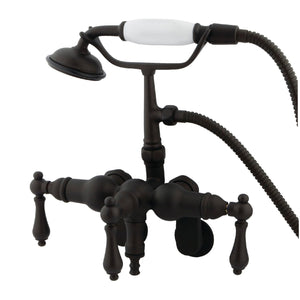 Vintage Three-Handle 2-Hole Tub Wall Mount Clawfoot Tub Faucet with Hand Shower