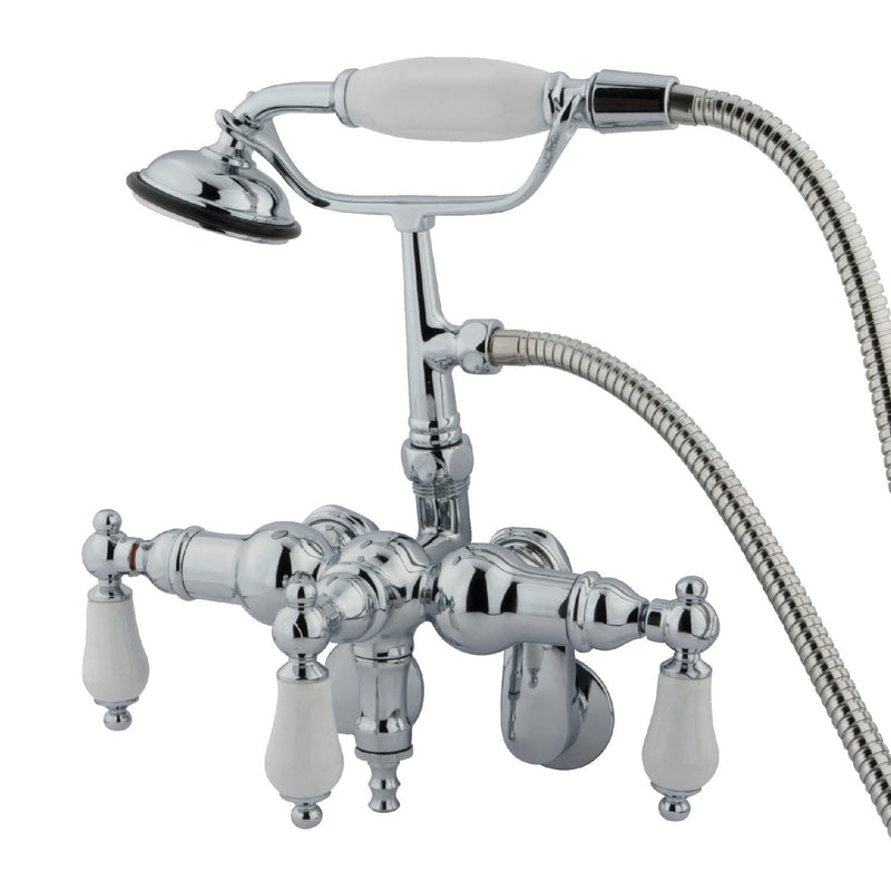 Vintage Three-Handle 2-Hole Tub Wall Mount Clawfoot Tub Faucet with Hand Shower