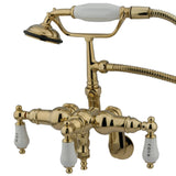 Vintage Three-Handle 2-Hole Tub Wall Mount Clawfoot Tub Faucet with Hand Shower